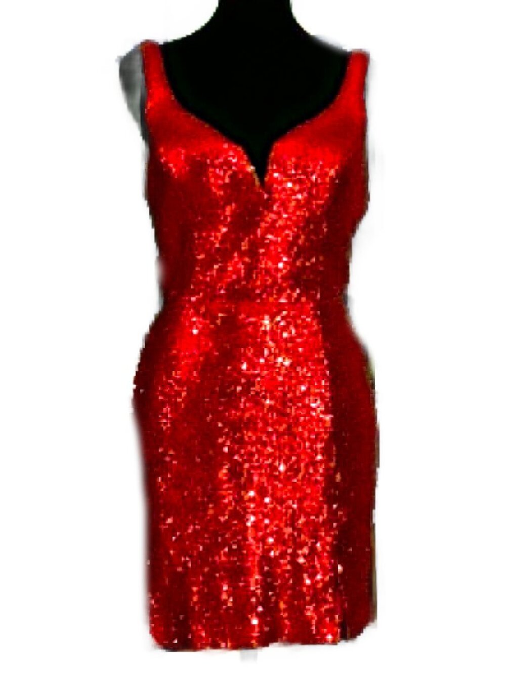 B. Darlin Red Sequin Cutout Bodycon Mini Dress Size 11 Lined Party Cocktail